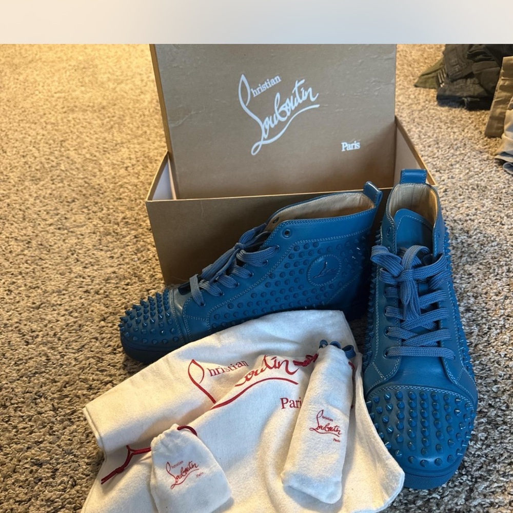 Christian Louboutin Blue Spiked High-Tops